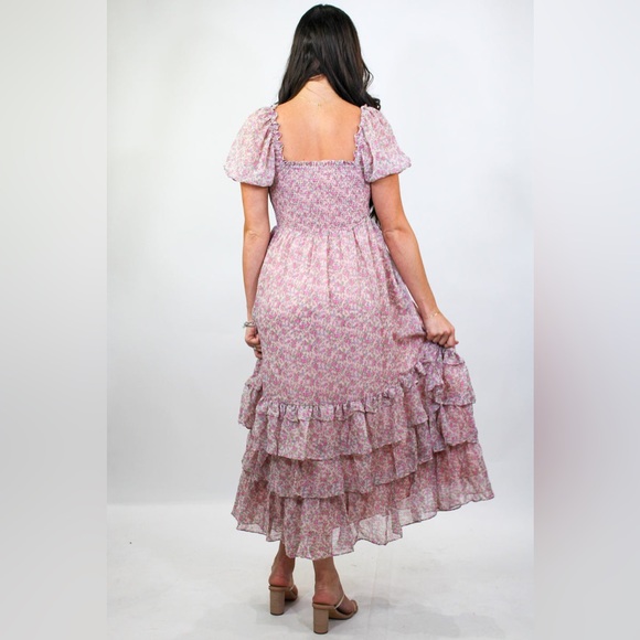 Free the Roses Blush Floral Midi Dress - Picture 3 of 12